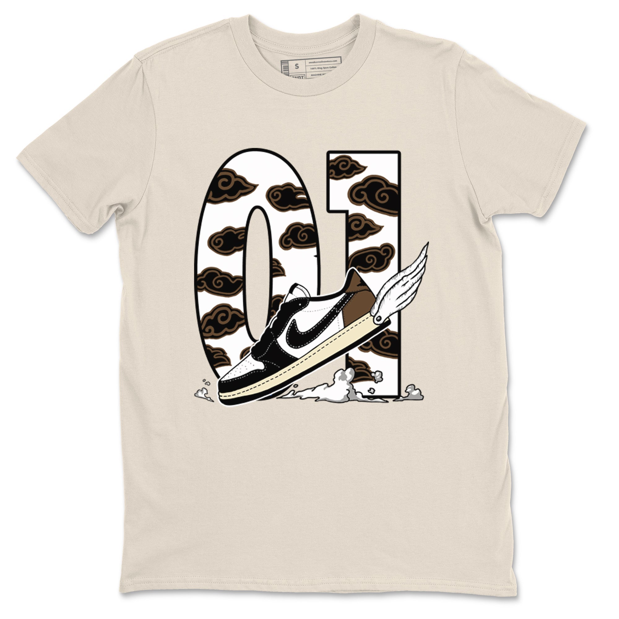 1s Mocha shirts to match jordans Fly To The Clouds sneaker match tees Air Jordan 1 Mocha SNRT Sneaker Release Tees unisex cotton Natural 2 crew neck shirts