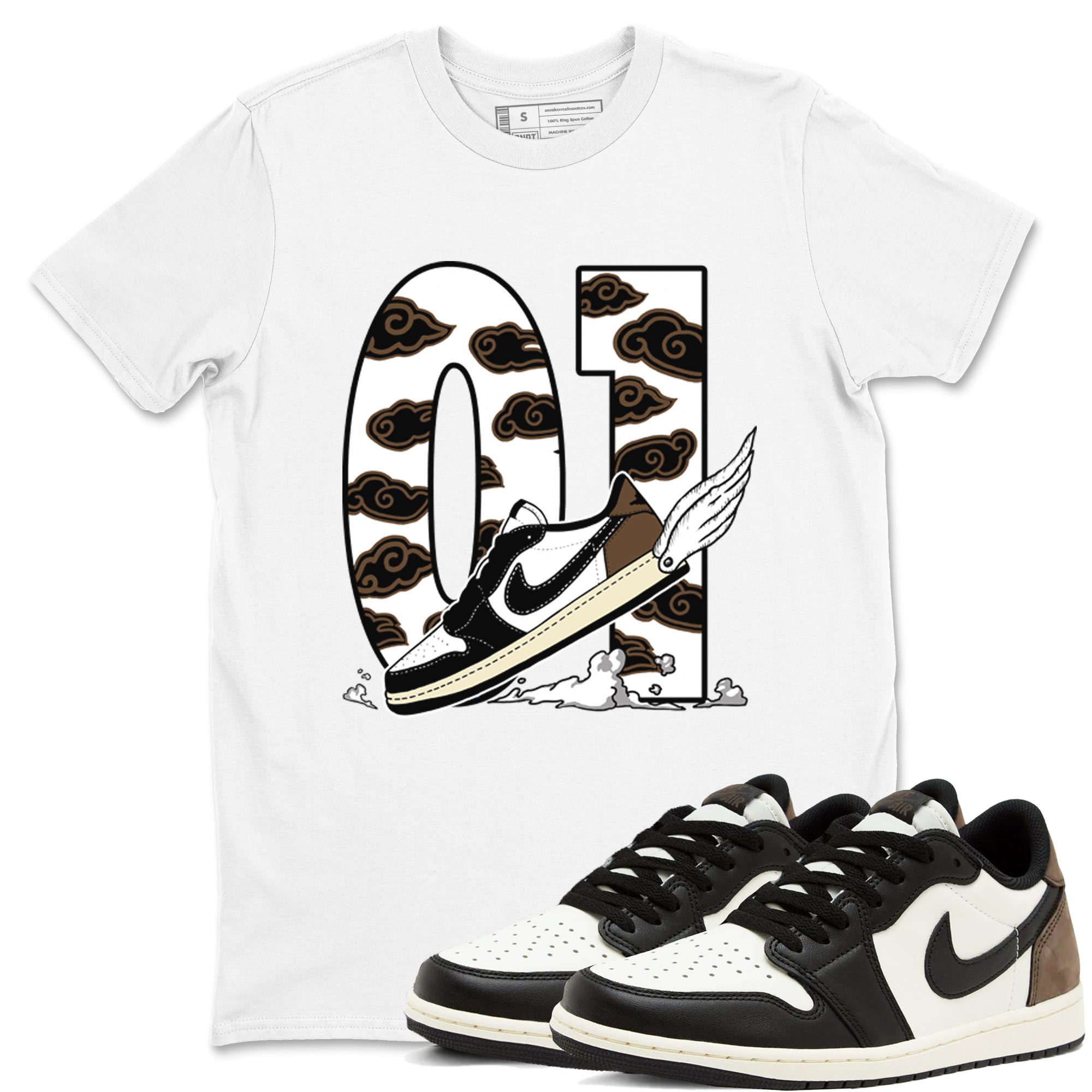 1s Mocha shirts to match jordans Fly To The Clouds sneaker match tees Air Jordan 1 Mocha SNRT Sneaker Release Tees unisex cotton White 1 crew neck shirts