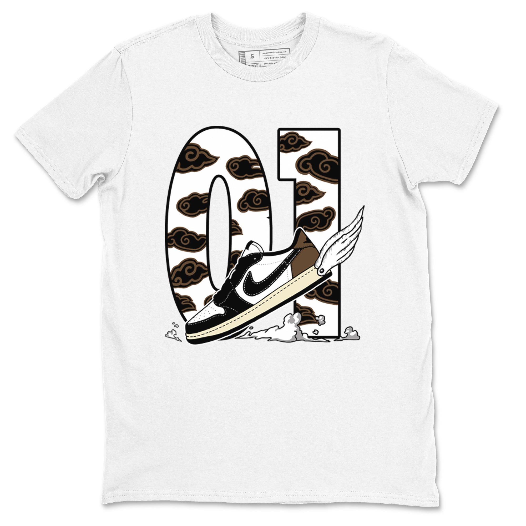1s Mocha shirts to match jordans Fly To The Clouds sneaker match tees Air Jordan 1 Mocha SNRT Sneaker Release Tees unisex cotton White 2 crew neck shirts