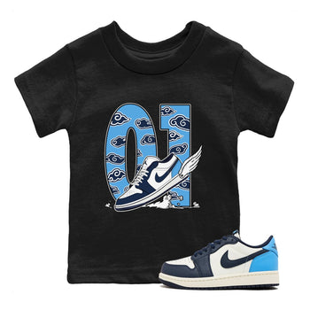 1s Obsidian shirts to match jordans Fly To The Clouds shirts to match Jordans AJ1 Retro Low OG Obsidian match shoes to clothes SNRT Sneaker Tees Youth Baby Black 1 tee