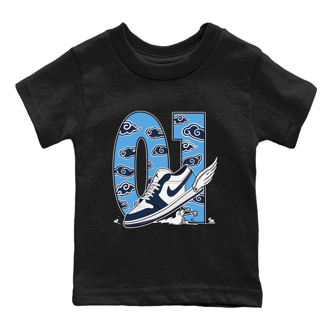 1s Obsidian shirts to match jordans Fly To The Clouds shirts to match Jordans AJ1 Retro Low OG Obsidian match shoes to clothes SNRT Sneaker Tees Youth Baby Black 2 tee