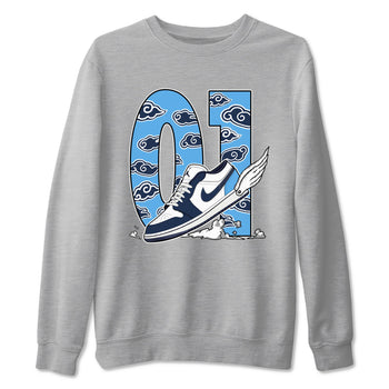 1s Obsidian shirts to match jordans Fly To The Clouds shirts to match Jordans AJ1 Retro Low OG Obsidian match shoes to clothes SNRT Sneaker Tees unisex cotton Heather Grey 2 shirts