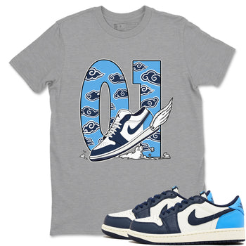 1s Obsidian shirts to match jordans Fly To The Clouds shirts to match Jordans AJ1 Retro Low OG Obsidian match shoes to clothes SNRT Sneaker Tees unisex cotton Heather Grey 1 shirts