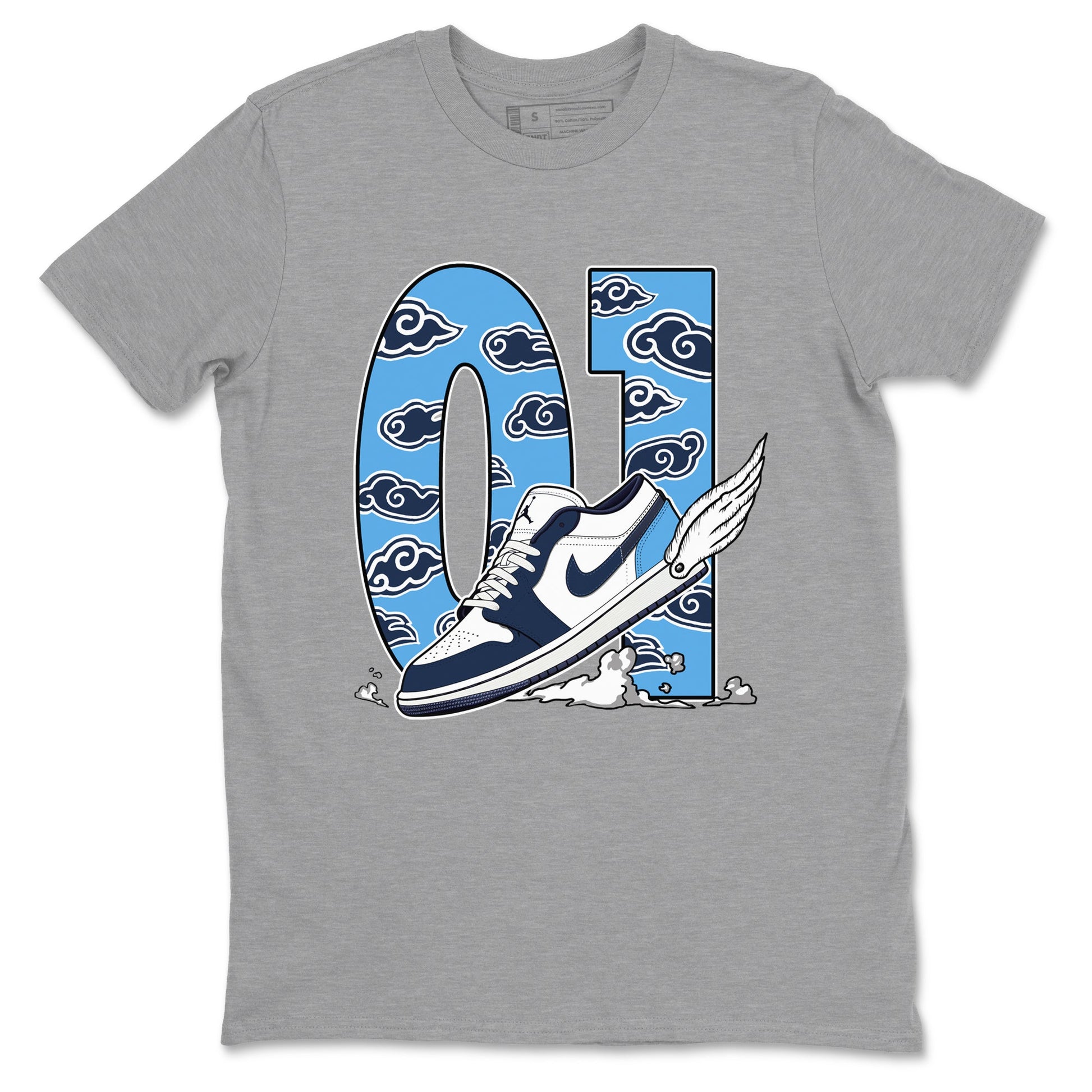 1s Obsidian shirts to match jordans Fly To The Clouds shirts to match Jordans AJ1 Retro Low OG Obsidian match shoes to clothes SNRT Sneaker Tees unisex cotton Heather Grey 2 shirts
