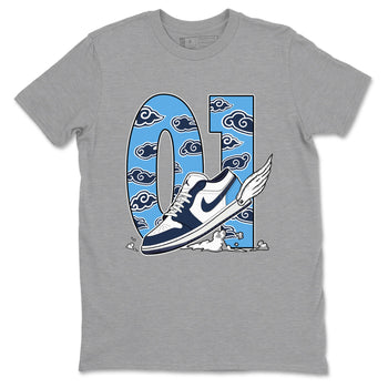 1s Obsidian shirts to match jordans Fly To The Clouds shirts to match Jordans AJ1 Retro Low OG Obsidian match shoes to clothes SNRT Sneaker Tees unisex cotton Heather Grey 2 shirts