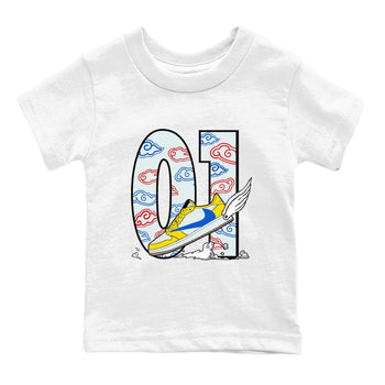 1s Travis Scott Canary shirt to match jordans Fly To The Clouds sneaker tees Air Jordan 1 Travis Scott Canary SNRT sneaker release tees baby toddler White 2 cotton Shirt