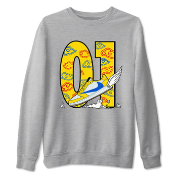 1s Travis Scott Canary shirt to match jordans Fly To The Clouds sneaker tees Air Jordan 1 Travis Scott Canary SNRT Sneaker Release Tees unisex cotton Heather Grey 2 crew neck shirt