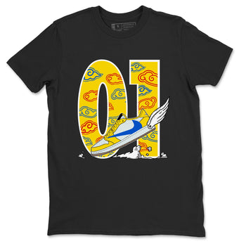 1s Travis Scott Canary shirt to match jordans Fly To The Clouds sneaker tees Air Jordan 1 Travis Scott Canary SNRT Sneaker Release Tees unisex cotton Black 2 crew neck shirt