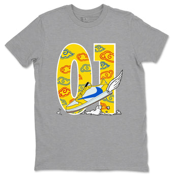 1s Travis Scott Canary shirt to match jordans Fly To The Clouds sneaker tees Air Jordan 1 Travis Scott Canary SNRT Sneaker Release Tees unisex cotton Heather Grey 2 crew neck shirt