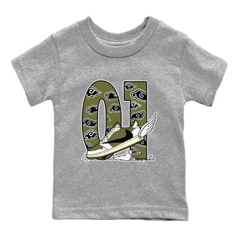 1s Travis Scott Medium Olive shirts to match jordans Fly To The Clouds sneaker match tees Air Jordan 1 Travis Scott Medium Olive match shoes to clothes SNRT Sneaker Tees Youth Baby Heather Grey 2 tee