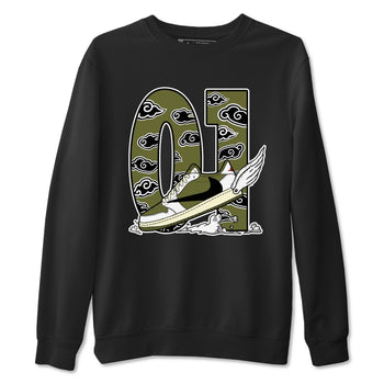 1s Travis Scott Medium Olive shirts to match jordans Fly To The Clouds sneaker match tees Air Jordan 1 Travis Scott Medium Olive match shoes to clothes SNRT Sneaker Tees unisex cotton Black 2 shirts