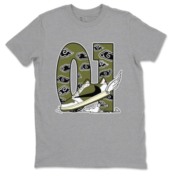 1s Travis Scott Medium Olive shirts to match jordans Fly To The Clouds sneaker match tees Air Jordan 1 Travis Scott Medium Olive match shoes to clothes SNRT Sneaker Tees unisex cotton Heather Grey 2 shirts
