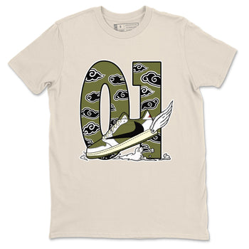 1s Travis Scott Medium Olive shirts to match jordans Fly To The Clouds sneaker match tees Air Jordan 1 Travis Scott Medium Olive match shoes to clothes SNRT Sneaker Tees unisex cotton Natural 2 shirts