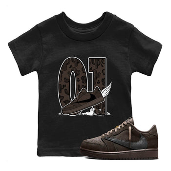 AJ1 Travis Scott Velvet Brown and Dark Mocha shirts to match jordans Fly To The Clouds sneaker match tees 1s Travis Scott Velvet Brown match shoes to clothes SNRT Sneaker Tees Youth Baby Black 1 tee