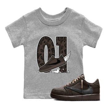 AJ1 Travis Scott Velvet Brown and Dark Mocha shirts to match jordans Fly To The Clouds sneaker match tees 1s Travis Scott Velvet Brown match shoes to clothes SNRT Sneaker Tees Youth Baby Heather Grey 1 tee