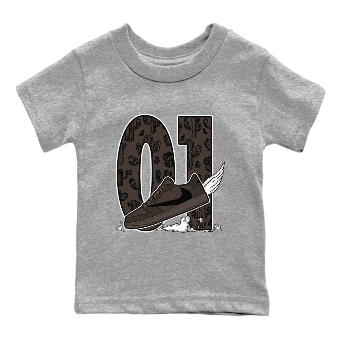 AJ1 Travis Scott Velvet Brown and Dark Mocha shirts to match jordans Fly To The Clouds sneaker match tees 1s Travis Scott Velvet Brown match shoes to clothes SNRT Sneaker Tees Youth Baby Heather Grey 2 tee