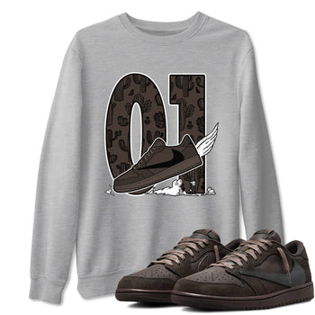 AJ1 Travis Scott Velvet Brown and Dark Mocha shirts to match jordans Fly To The Clouds sneaker match tees 1s Travis Scott Velvet Brown match shoes to clothes SNRT Sneaker Tees unisex cotton Heather Grey 1 shirts