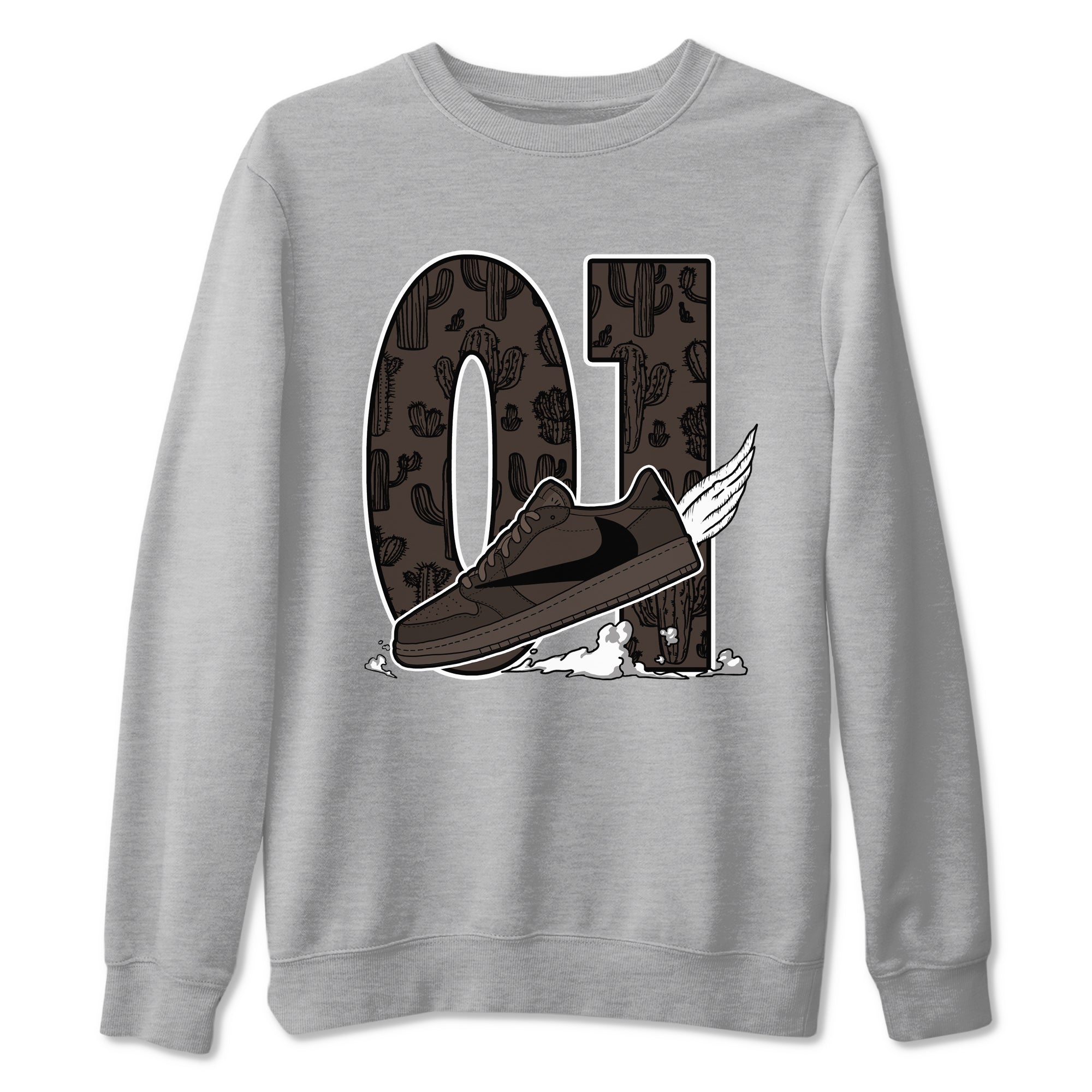 AJ1 Travis Scott Velvet Brown and Dark Mocha shirts to match jordans Fly To The Clouds sneaker match tees 1s Travis Scott Velvet Brown match shoes to clothes SNRT Sneaker Tees unisex cotton Heather Grey 2 shirts