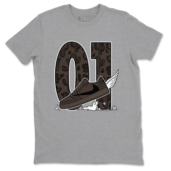 AJ1 Travis Scott Velvet Brown and Dark Mocha shirts to match jordans Fly To The Clouds sneaker match tees 1s Travis Scott Velvet Brown match shoes to clothes SNRT Sneaker Tees unisex cotton Heather Grey 2 shirts