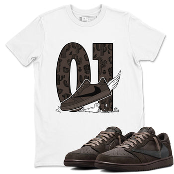 AJ1 Travis Scott Velvet Brown and Dark Mocha shirts to match jordans Fly To The Clouds sneaker match tees 1s Travis Scott Velvet Brown match shoes to clothes SNRT Sneaker Tees unisex cotton White 1 shirts