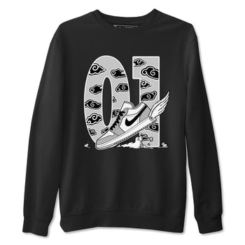 1s Wolf Grey shirts to match jordans Fly To The Clouds sneaker match tees Air Jordan 1 Wolf Grey SNRT Sneaker Tees streetwear brand Black 2 unisex cotton tee