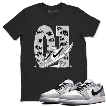 1s Wolf Grey shirts to match jordans Fly To The Clouds sneaker match tees Air Jordan 1 Wolf Grey SNRT Sneaker Tees streetwear brand Black 1 unisex cotton tee
