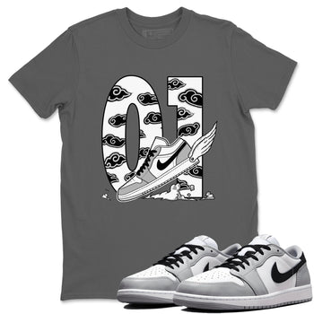 1s Wolf Grey shirts to match jordans Fly To The Clouds sneaker match tees Air Jordan 1 Wolf Grey SNRT Sneaker Tees streetwear brand Cool Grey 1 unisex cotton tee