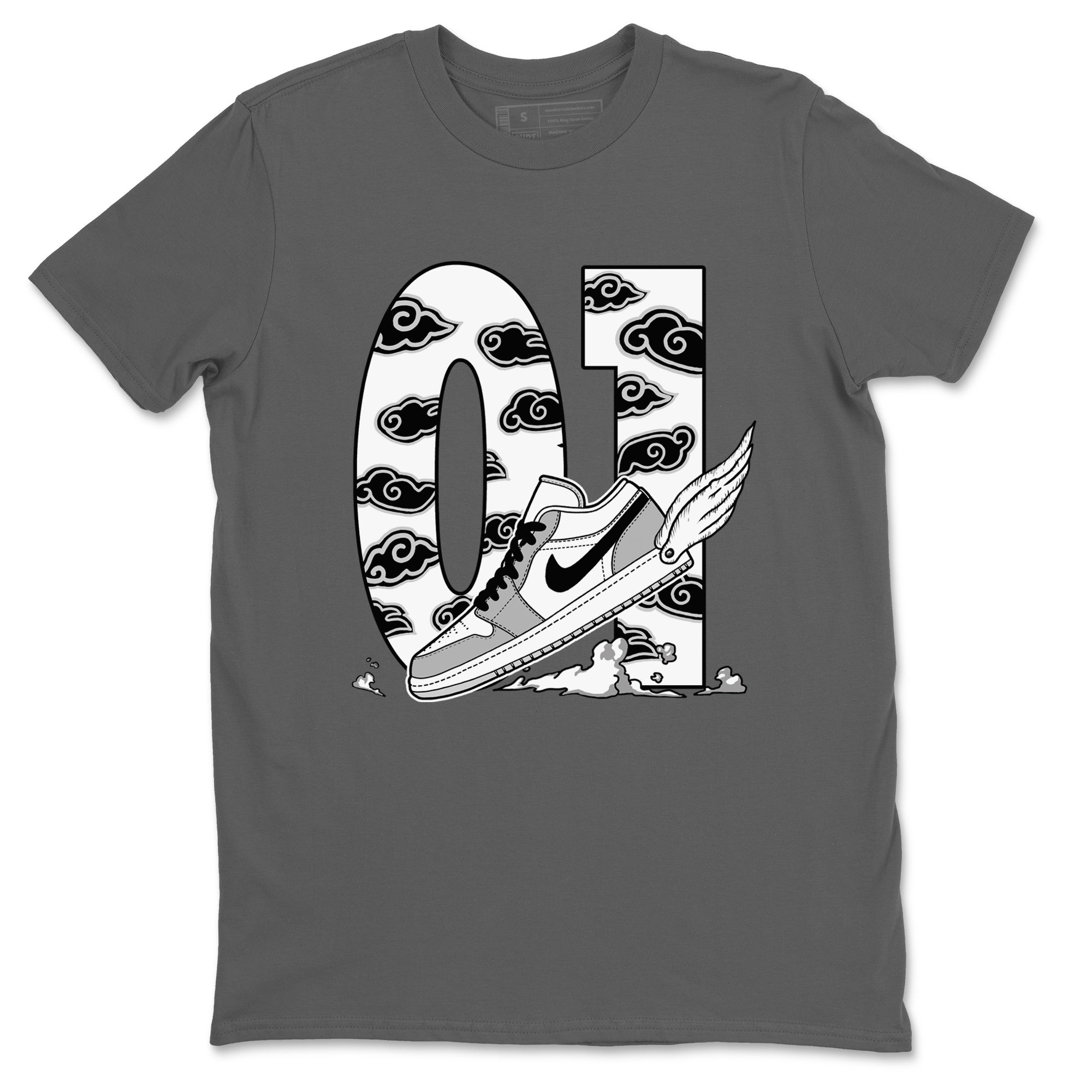 1s Wolf Grey shirts to match jordans Fly To The Clouds sneaker match tees Air Jordan 1 Wolf Grey SNRT Sneaker Tees streetwear brand Cool Grey 2 unisex cotton tee