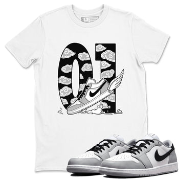 1s Wolf Grey shirts to match jordans Fly To The Clouds sneaker match tees Air Jordan 1 Wolf Grey SNRT Sneaker Tees streetwear brand White 1 unisex cotton tee