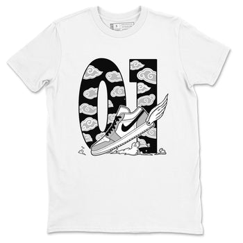 1s Wolf Grey shirts to match jordans Fly To The Clouds sneaker match tees Air Jordan 1 Wolf Grey SNRT Sneaker Tees streetwear brand White 2 unisex cotton tee