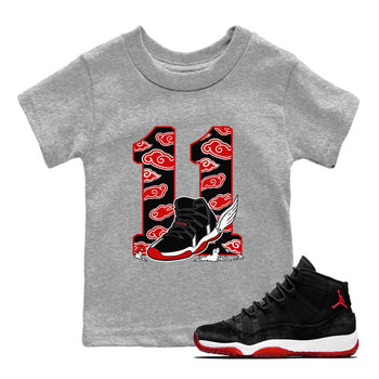 11s Bred Velvet shirts to match jordans Fly To The Clouds sneaker match tees Air Jordan 11 Retro Bred Velvet match shoes to clothes SNRT Sneaker Tees Youth Baby Heather Grey 1 tee