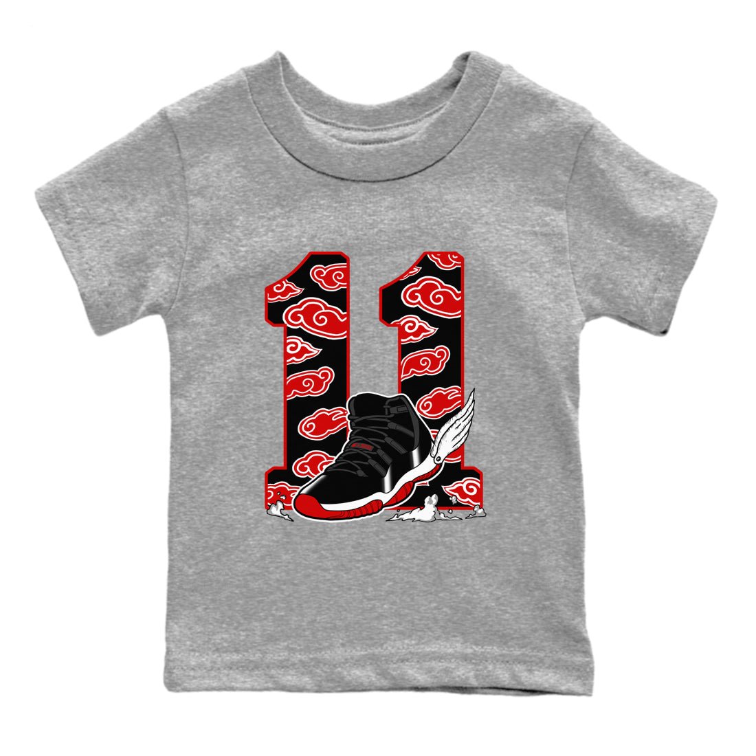 11s Bred Velvet shirts to match jordans Fly To The Clouds sneaker match tees Air Jordan 11 Retro Bred Velvet match shoes to clothes SNRT Sneaker Tees Youth Baby Heather Grey 2 tee