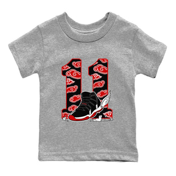 11s Bred Velvet shirts to match jordans Fly To The Clouds sneaker match tees Air Jordan 11 Retro Bred Velvet match shoes to clothes SNRT Sneaker Tees Youth Baby Heather Grey 2 tee