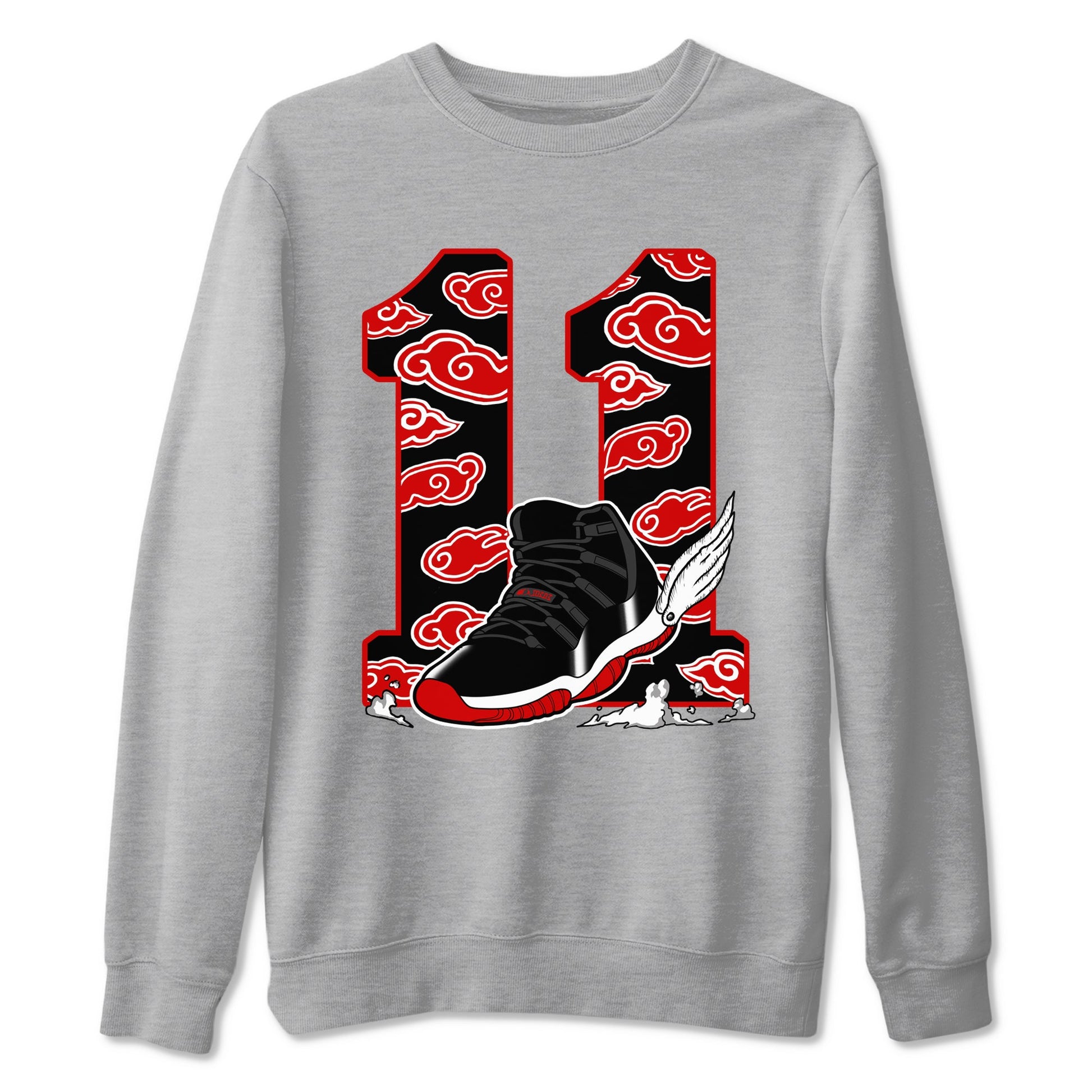 11s Bred Velvet shirts to match jordans Fly To The Clouds sneaker match tees Air Jordan 11 Retro Bred Velvet match shoes to clothes SNRT Sneaker Tees unisex cotton Heather Grey 2 shirts