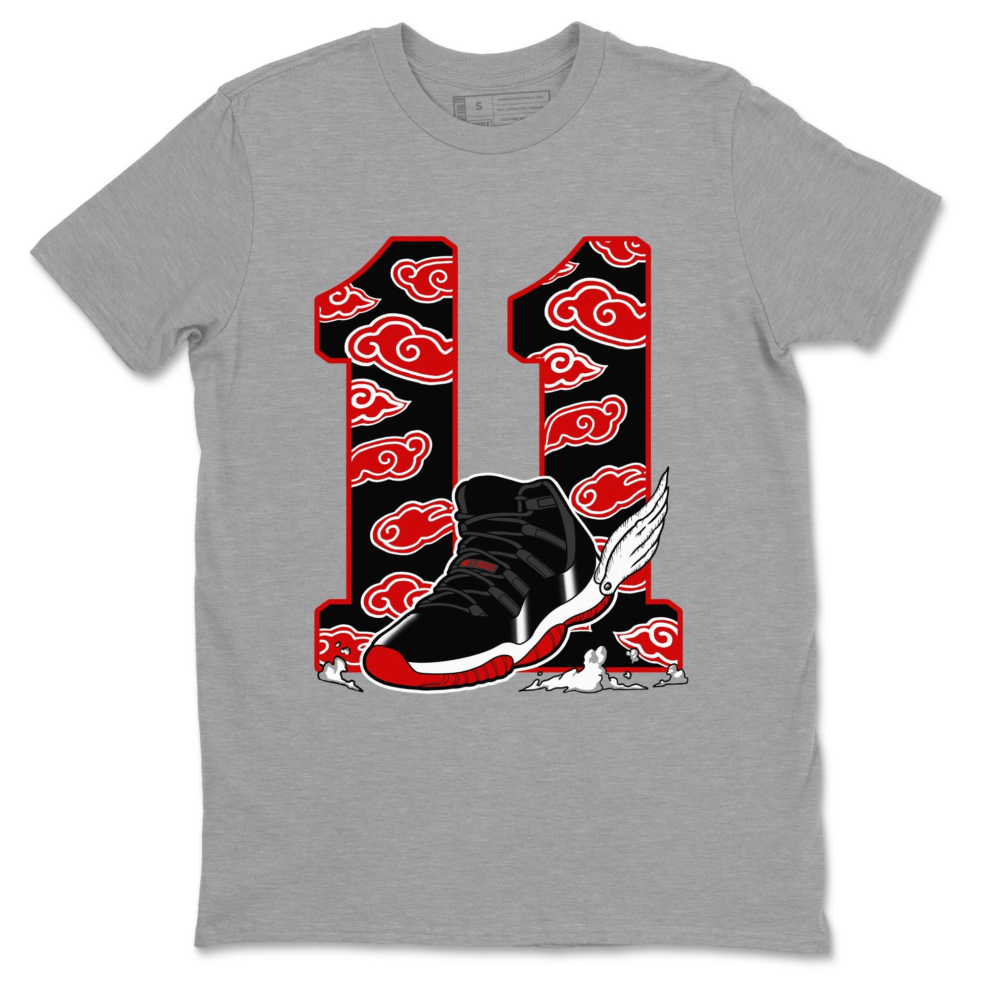 11s Bred Velvet shirts to match jordans Fly To The Clouds sneaker match tees Air Jordan 11 Retro Bred Velvet match shoes to clothes SNRT Sneaker Tees unisex cotton Heather Grey 2 shirts