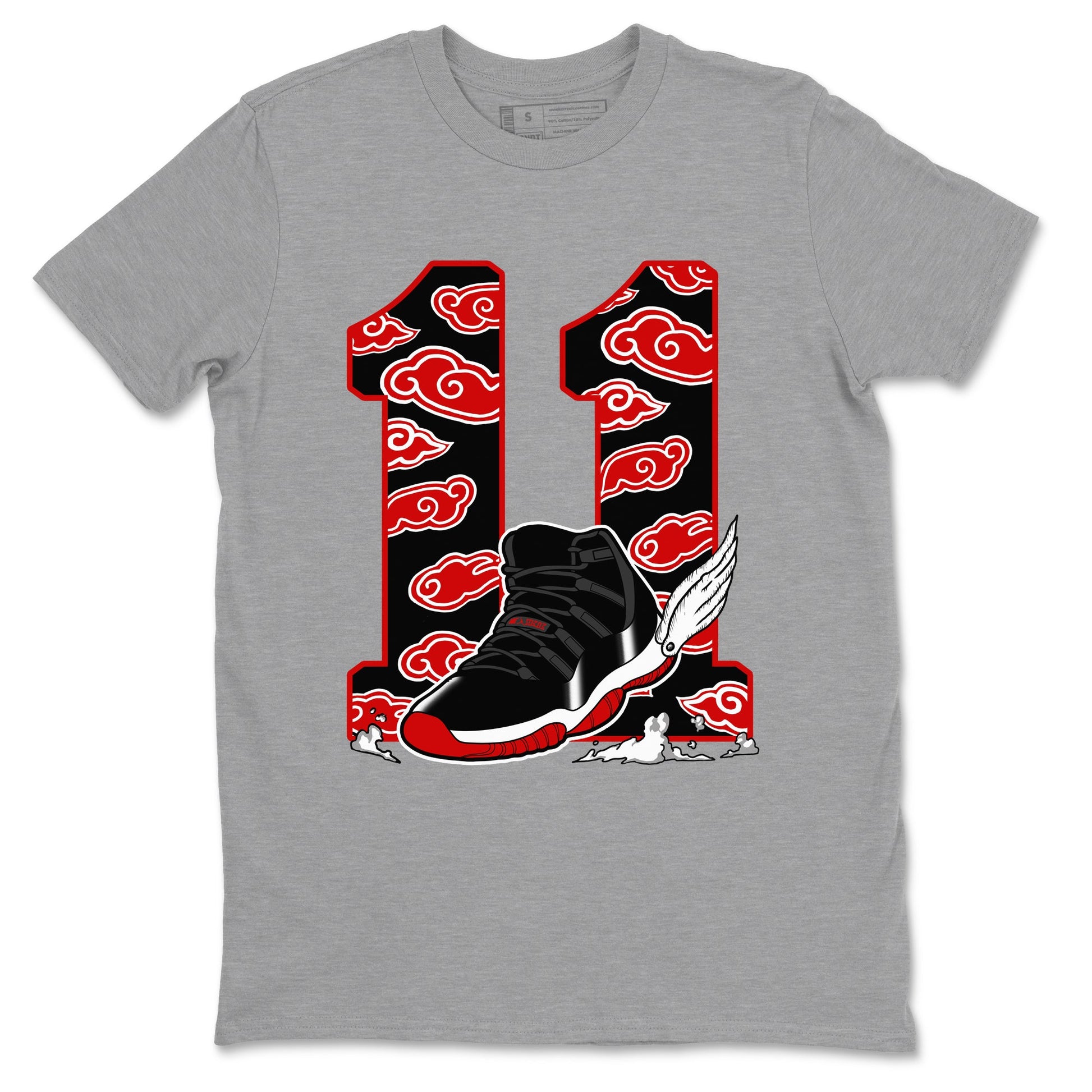 11s Bred Velvet shirts to match jordans Fly To The Clouds sneaker match tees Air Jordan 11 Retro Bred Velvet match shoes to clothes SNRT Sneaker Tees unisex cotton Heather Grey 2 shirts