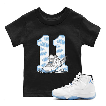 11s Legend Blue (Columbia) shirts to match jordans Fly To The Clouds sneaker match tees Air Jordan 11 Retro Legend Blue match shoes to clothes SNRT Sneaker Tees Youth Baby Black 1 tee