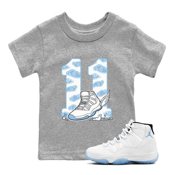 11s Legend Blue (Columbia) shirts to match jordans Fly To The Clouds sneaker match tees Air Jordan 11 Retro Legend Blue match shoes to clothes SNRT Sneaker Tees Youth Baby Heather Grey 1 tee