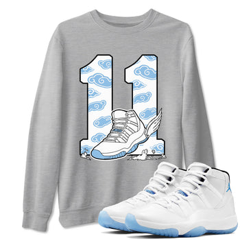 11s Legend Blue (Columbia) shirts to match jordans Fly To The Clouds sneaker match tees Air Jordan 11 Retro Legend Blue match shoes to clothes SNRT Sneaker Tees unisex cotton Heather Grey 1 shirts