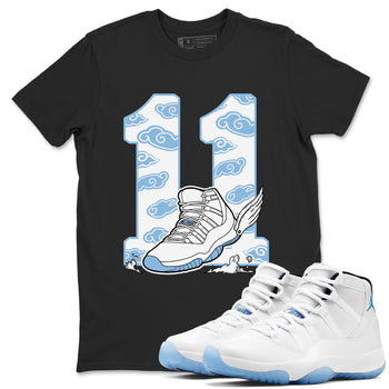 11s Legend Blue (Columbia) shirts to match jordans Fly To The Clouds sneaker match tees Air Jordan 11 Retro Legend Blue match shoes to clothes SNRT Sneaker Tees unisex cotton Black 1 shirts