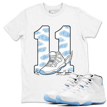 11s Legend Blue (Columbia) shirts to match jordans Fly To The Clouds sneaker match tees Air Jordan 11 Retro Legend Blue match shoes to clothes SNRT Sneaker Tees unisex cotton White 1 shirts