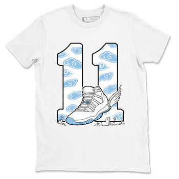 11s Legend Blue (Columbia) shirts to match jordans Fly To The Clouds sneaker match tees Air Jordan 11 Retro Legend Blue match shoes to clothes SNRT Sneaker Tees unisex cotton White 2 shirts