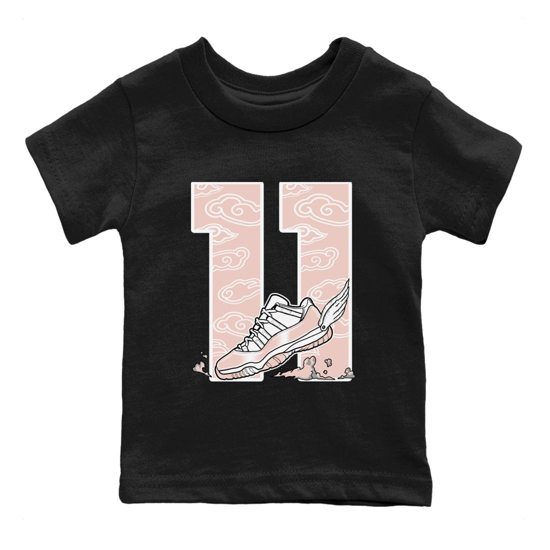 11s Legend Pink shirts to match jordans Fly To The Clouds sneaker match tees Air Jordan 11 Legend Pink SNRT Sneaker Tees streetwear brand Baby and Youth Black 2 cotton tee