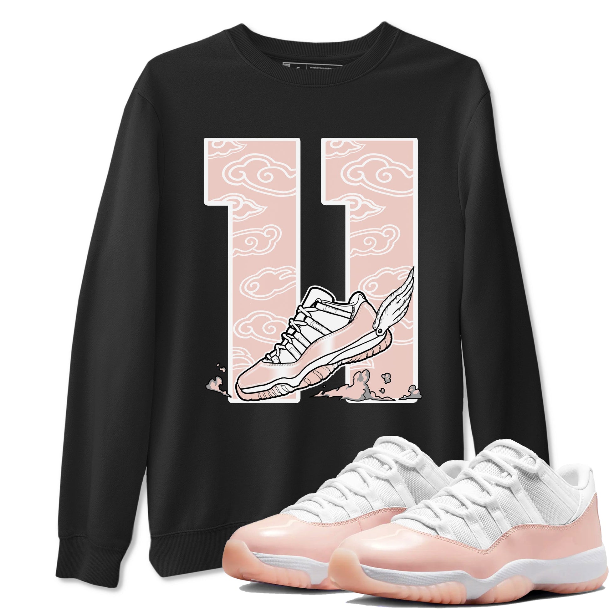 11s Legend Pink shirts to match jordans Fly To The Clouds sneaker match tees Air Jordan 11 Legend Pink SNRT Sneaker Tees streetwear brand Black 1 unisex cotton tee