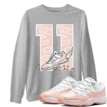 11s Legend Pink shirts to match jordans Fly To The Clouds sneaker match tees Air Jordan 11 Legend Pink SNRT Sneaker Tees streetwear brand Heather Grey 1 unisex cotton tee
