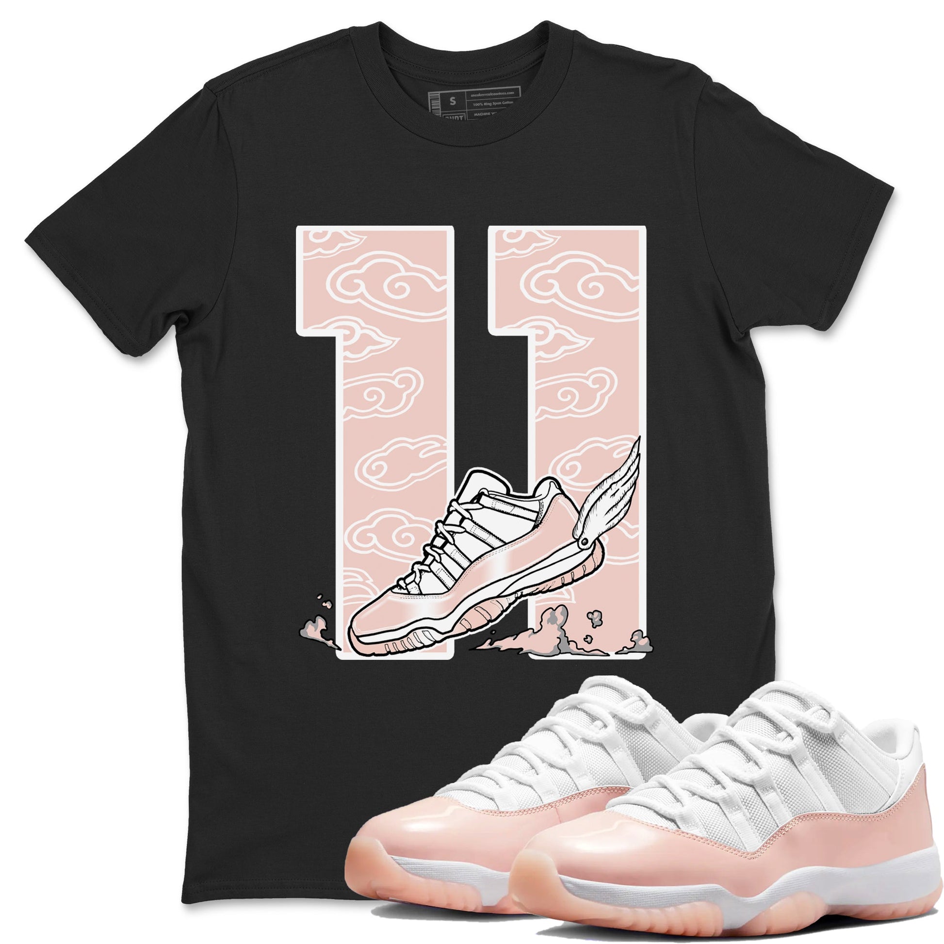 11s Legend Pink shirts to match jordans Fly To The Clouds sneaker match tees Air Jordan 11 Legend Pink SNRT Sneaker Tees streetwear brand Black 1 unisex cotton tee