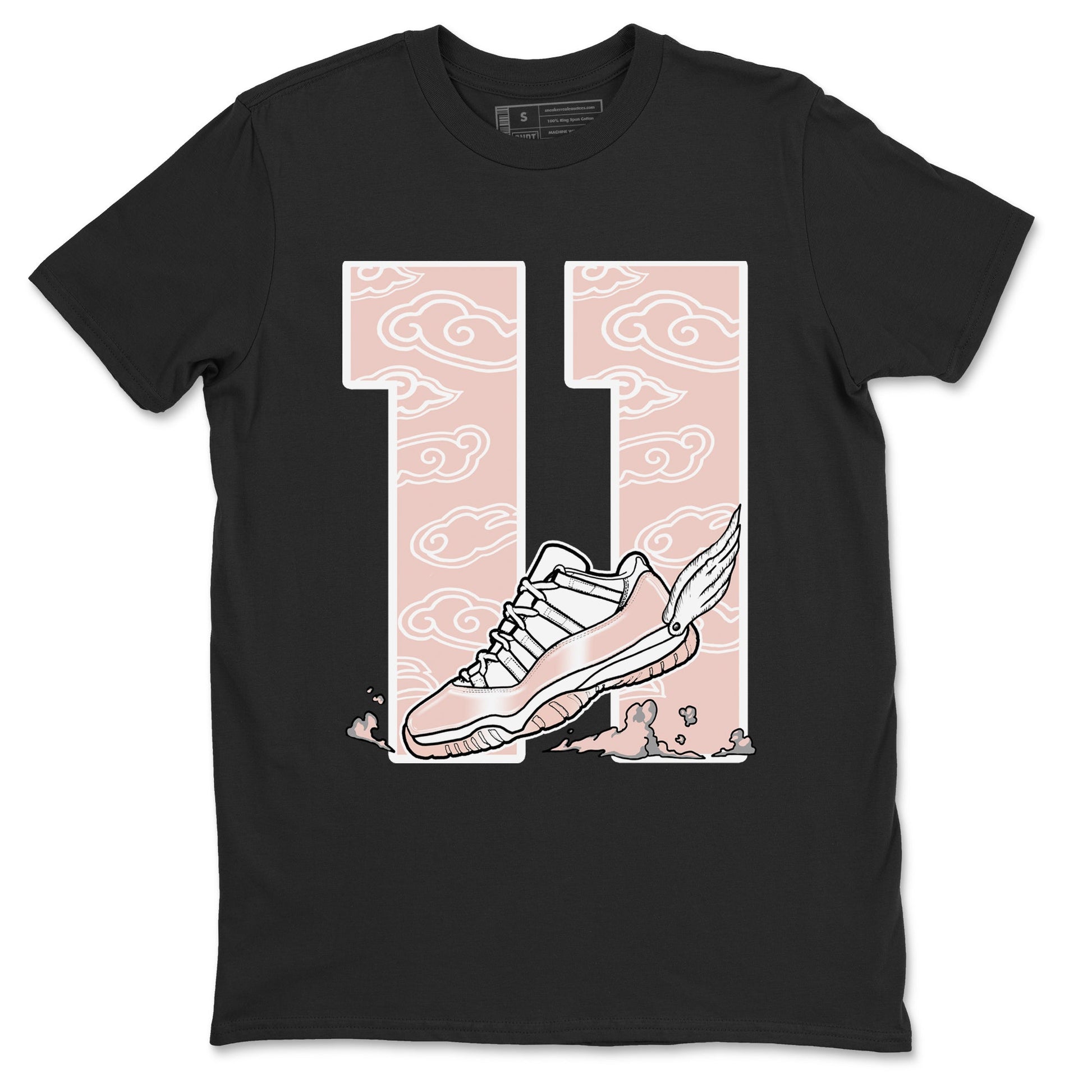 11s Legend Pink shirts to match jordans Fly To The Clouds sneaker match tees Air Jordan 11 Legend Pink SNRT Sneaker Tees streetwear brand Black 2 unisex cotton tee