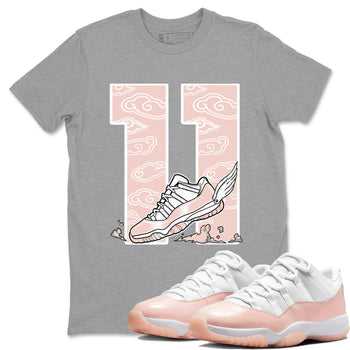 11s Legend Pink shirts to match jordans Fly To The Clouds sneaker match tees Air Jordan 11 Legend Pink SNRT Sneaker Tees streetwear brand Heather Grey 1 unisex cotton tee