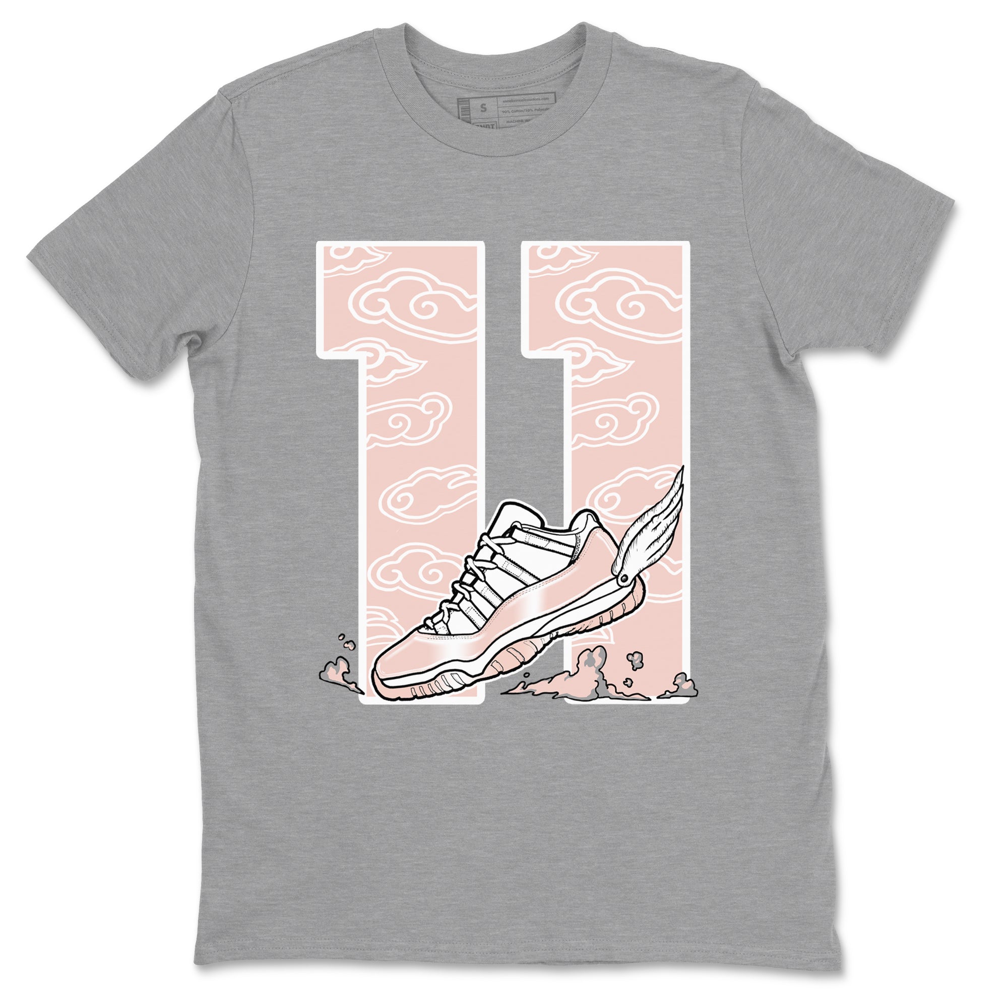 11s Legend Pink shirts to match jordans Fly To The Clouds sneaker match tees Air Jordan 11 Legend Pink SNRT Sneaker Tees streetwear brand Heather Grey 2 unisex cotton tee