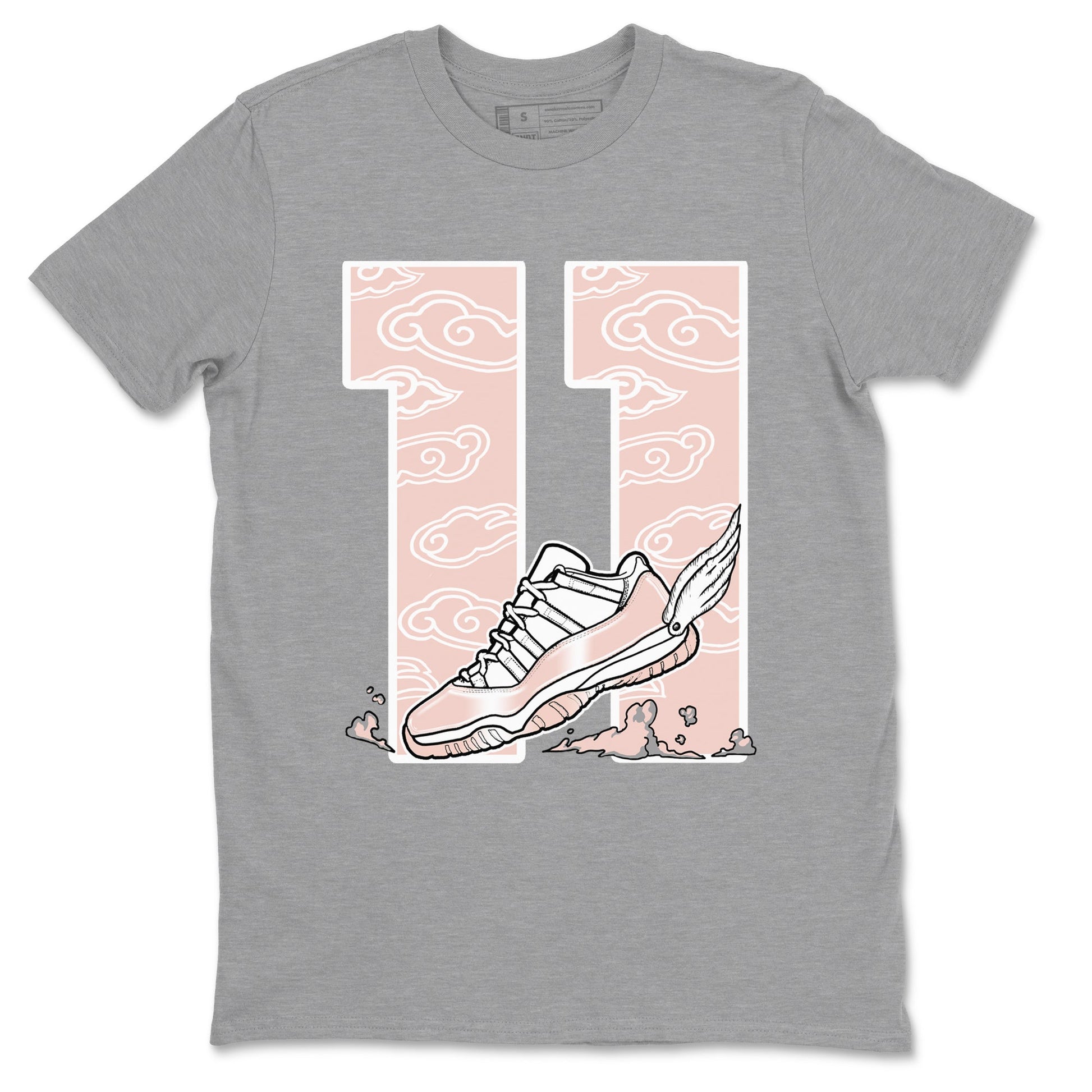 11s Legend Pink shirts to match jordans Fly To The Clouds sneaker match tees Air Jordan 11 Legend Pink SNRT Sneaker Tees streetwear brand Heather Grey 2 unisex cotton tee